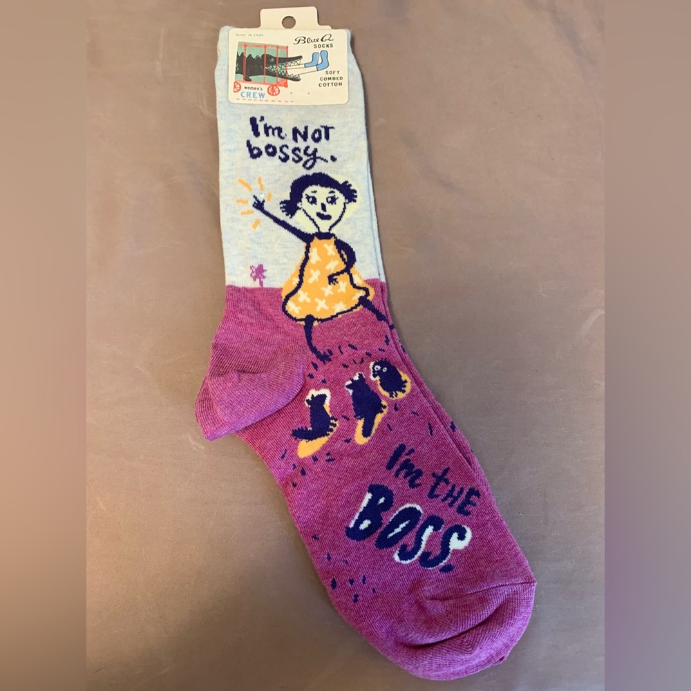 Blue Q Women's Socks - I’m Not Bossy, I’m The Boss Pink Novelty Profanity Funny